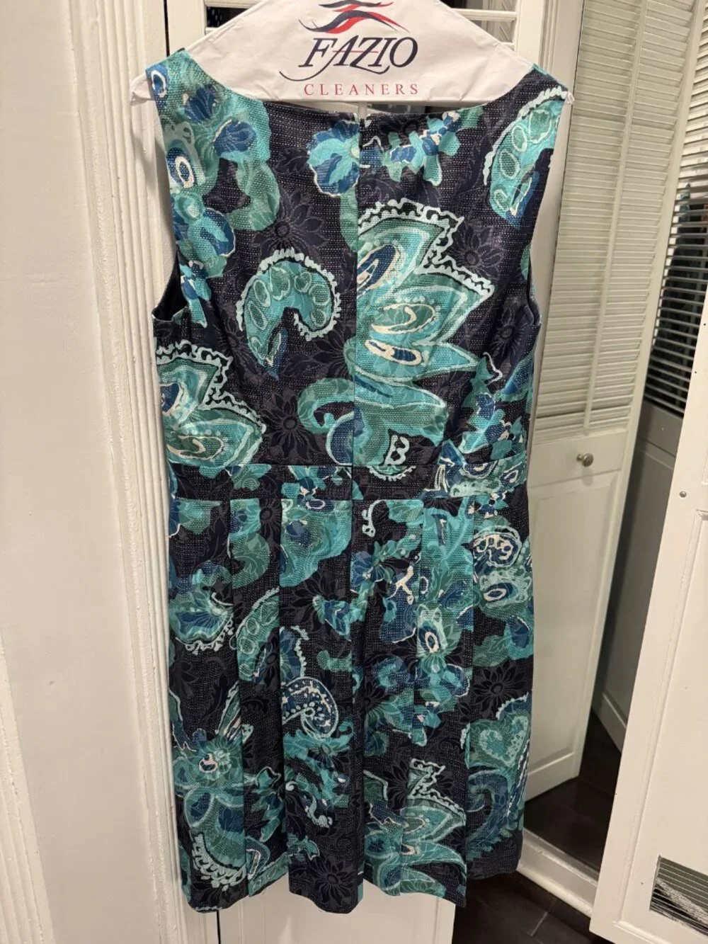 Tory Burch Size 10 Paisley Floral Sleeveless Fit & Flare Dress Blue
